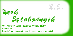 mark szlobodnyik business card